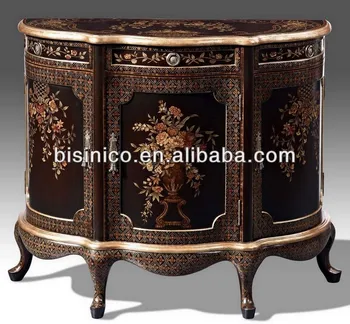 European Antique Hand Painted Console Cabinet Sideboard Storage European Antique Hand Painted Console Cabinet Sideboard Storage With Bouquet Motif Home