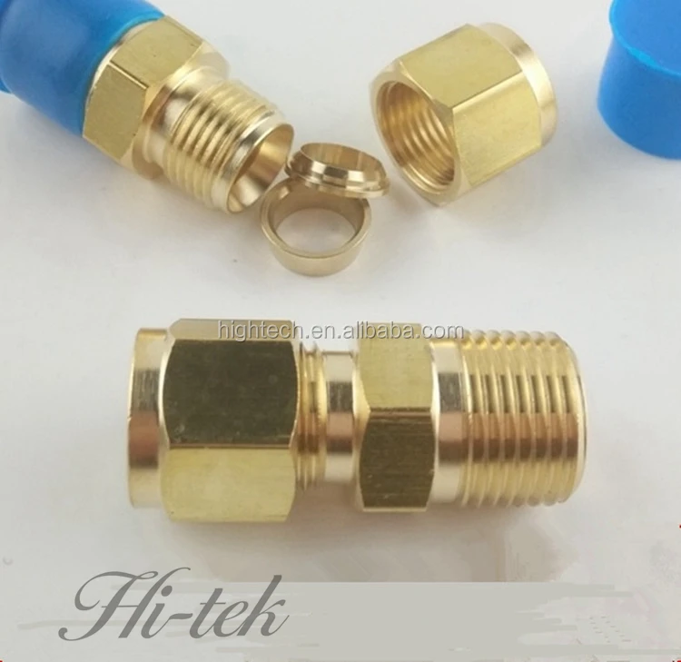 Brass Male Thread Straight Double Ferrule Connector Union Tube Fitting