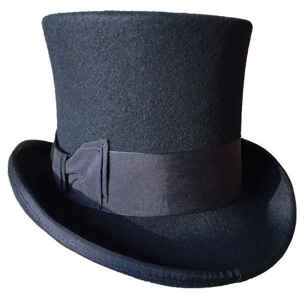 Sombrero de bolo clásico redondo 100% fieltro de lana color negro 