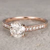 Real 14K Rose Gold Wedding Engagement Ring 2 Ct Round Moissanite