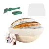 9inch Banneton Bread Proofing Basket Set-Brotform Rattan Basket with Cloth Liner,Dough Scraper,Bread Lame,Instruction