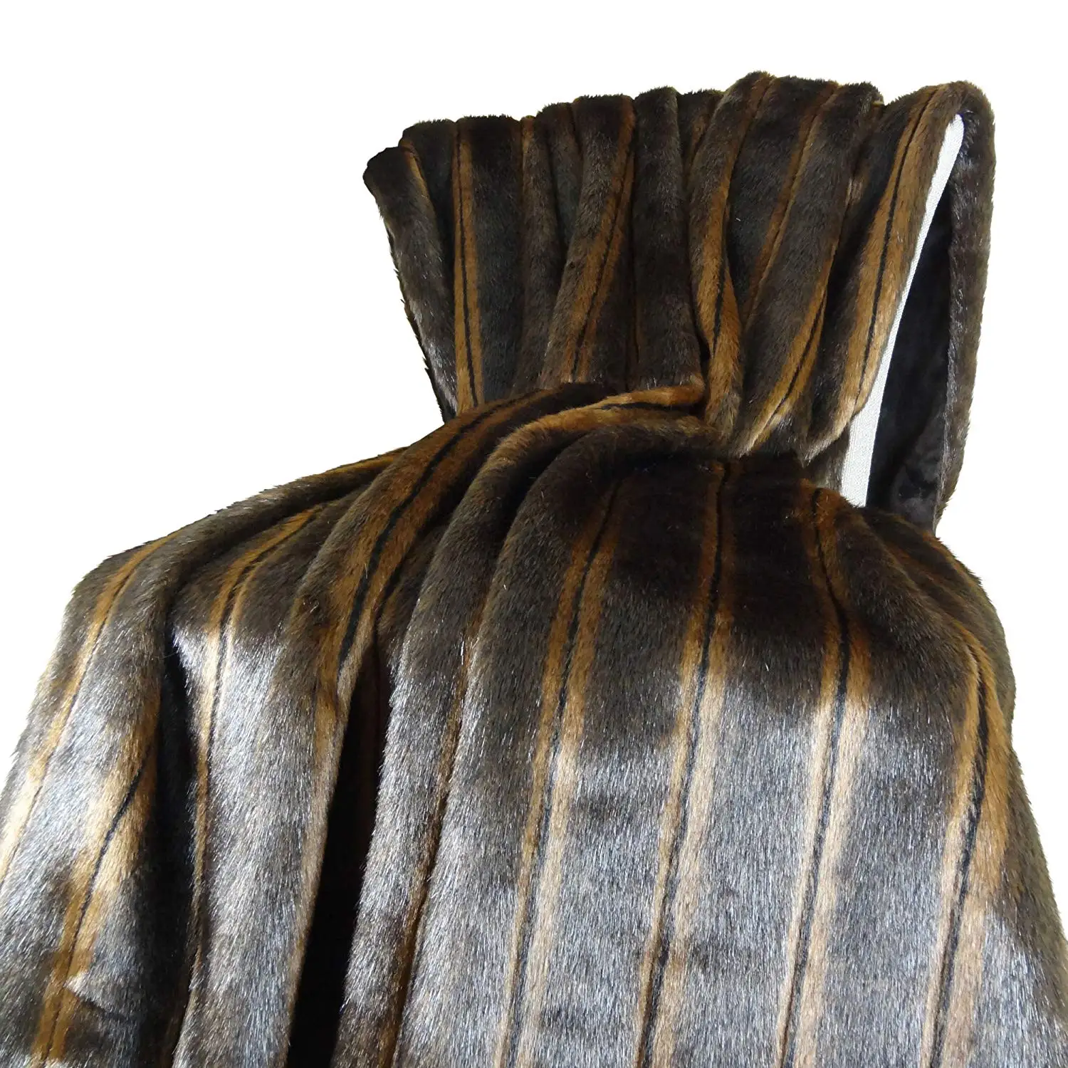 Thomas Collection Luxury Brown Mink Faux Fur Throw Blanket & Bedspread - Two Tone Brown Mink Fur Throw Blanket - Mink Fur - Brown Fur Blanket, Made in US, 16424