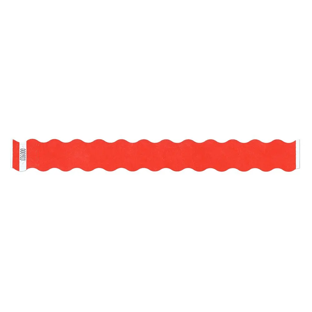 Tyvek Wristbands Tytan-Band® Wave 1" - Red - Tear Resistant - 500 Pieces Per Box
