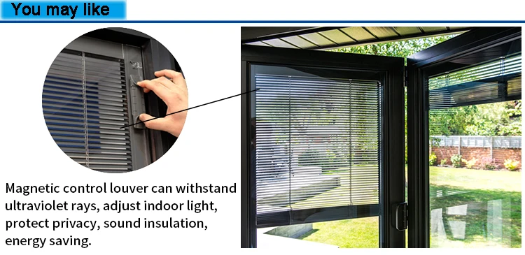 aluminum low pitched roof extension glass folding accordion door