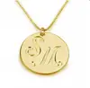 Customized Coin Design 18k Gold Plated Medallion Pendant Initials Necklace For Girlfriend