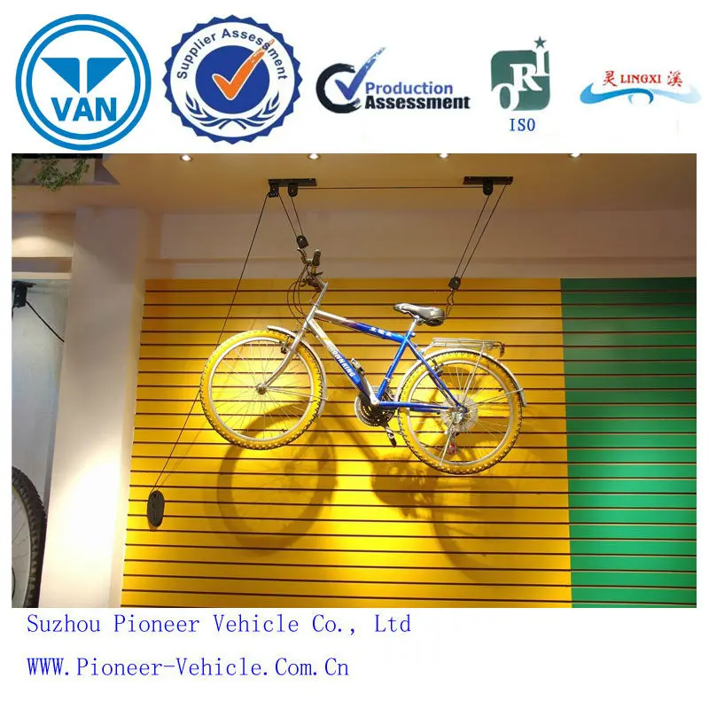 High Quality Pp Rope And Plastic Pulley Ceiling Bike Lift Bike