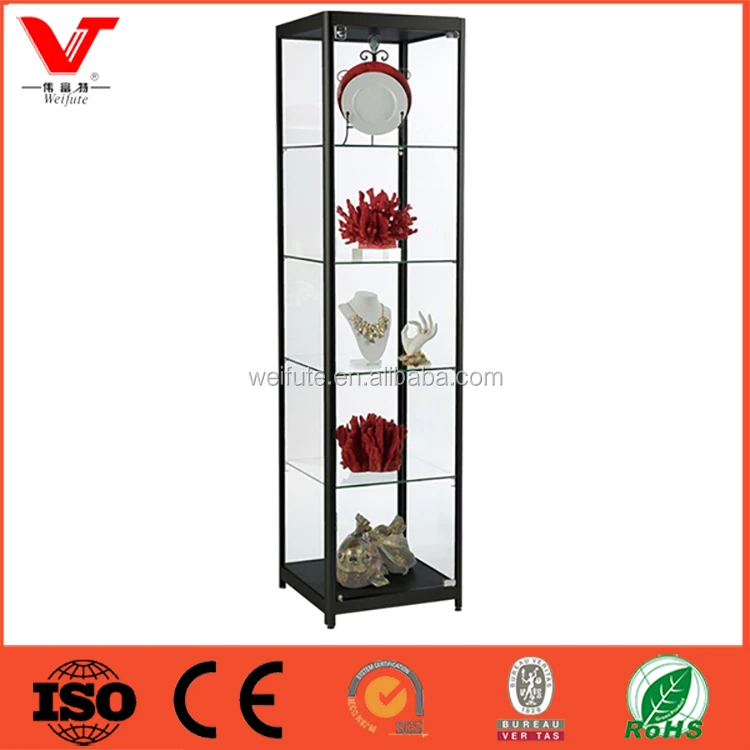 Curio Cabinet Display With Glass Door And Lock For Collectibles