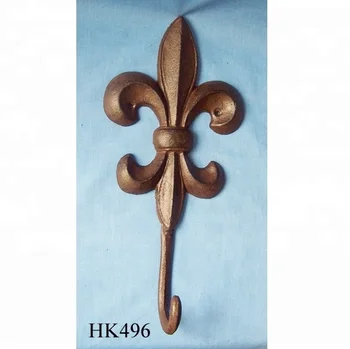 Antique Home Decor Cast Iron Wall Fleur De Lis Hook Coat Hook