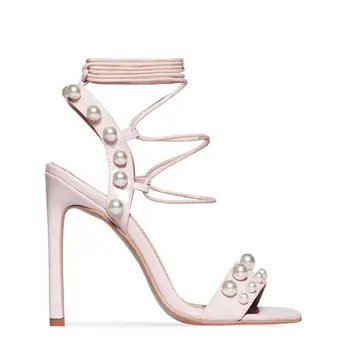 china Lace Up Pearl Detail high heels 