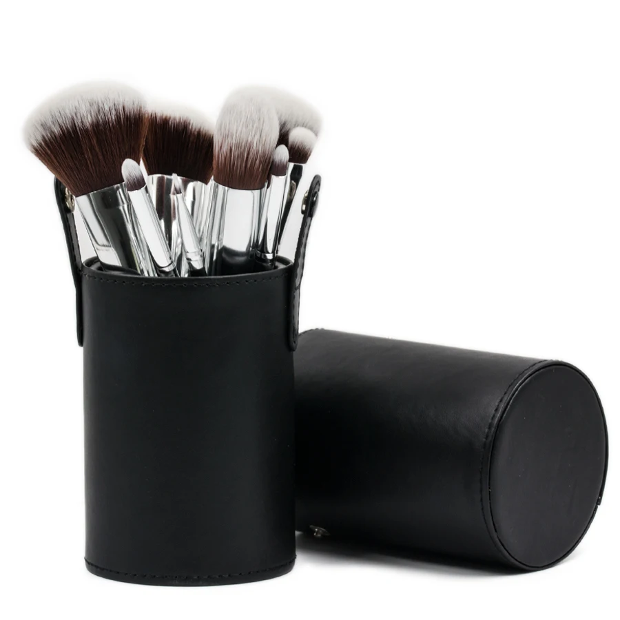 11 Pcs Synthetic Nylon Hair Makeup Cosmetic Brush Set With Cylinder