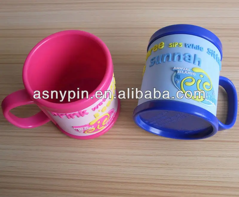 3d Kids Personalized Plastic Mugs Cup With Soft Pvc Coated Wrap Buy