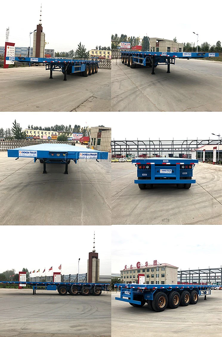 Low price tri-axle 3 axle 4 axles shipping 20ft 40 feet flat bed flatbed container semi trailer for sale