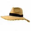 High quality custom 100% raffia men wide brim summer beach straw boater hat fold cheap wholesale