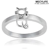 MECYLIFE Stainless Steel Band Cat Charm Ring