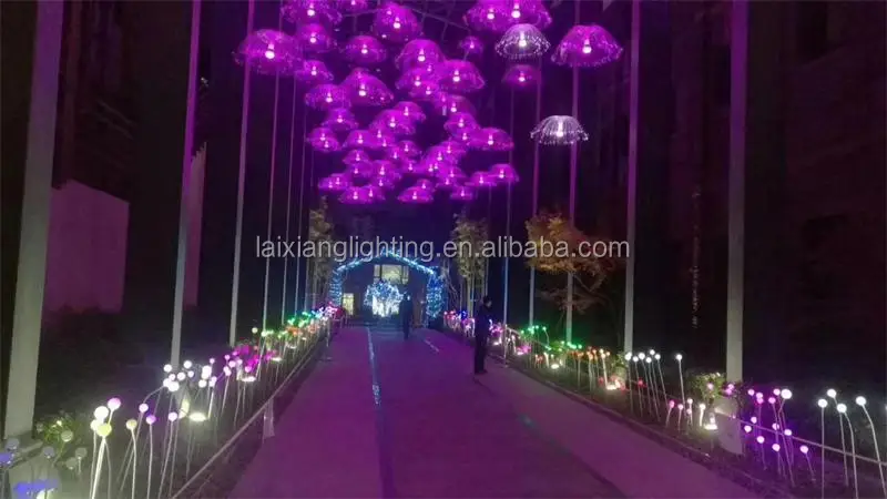 2020 new arrival RF remote control Color change park lighting rainproof fiber jellyfish hanging fiber jellyfish lamp