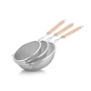 Stainless steel new design double mesh strainer with wooden handle