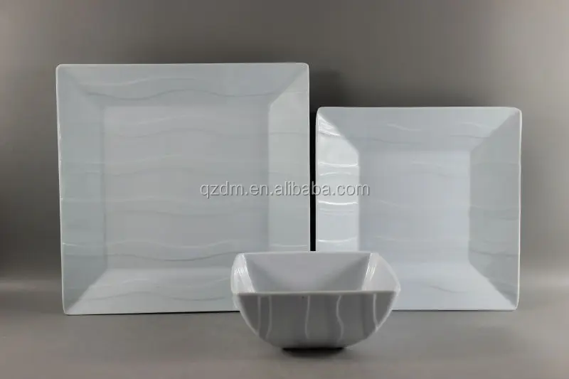 12 pcs melamine square ware dinner ware solid color