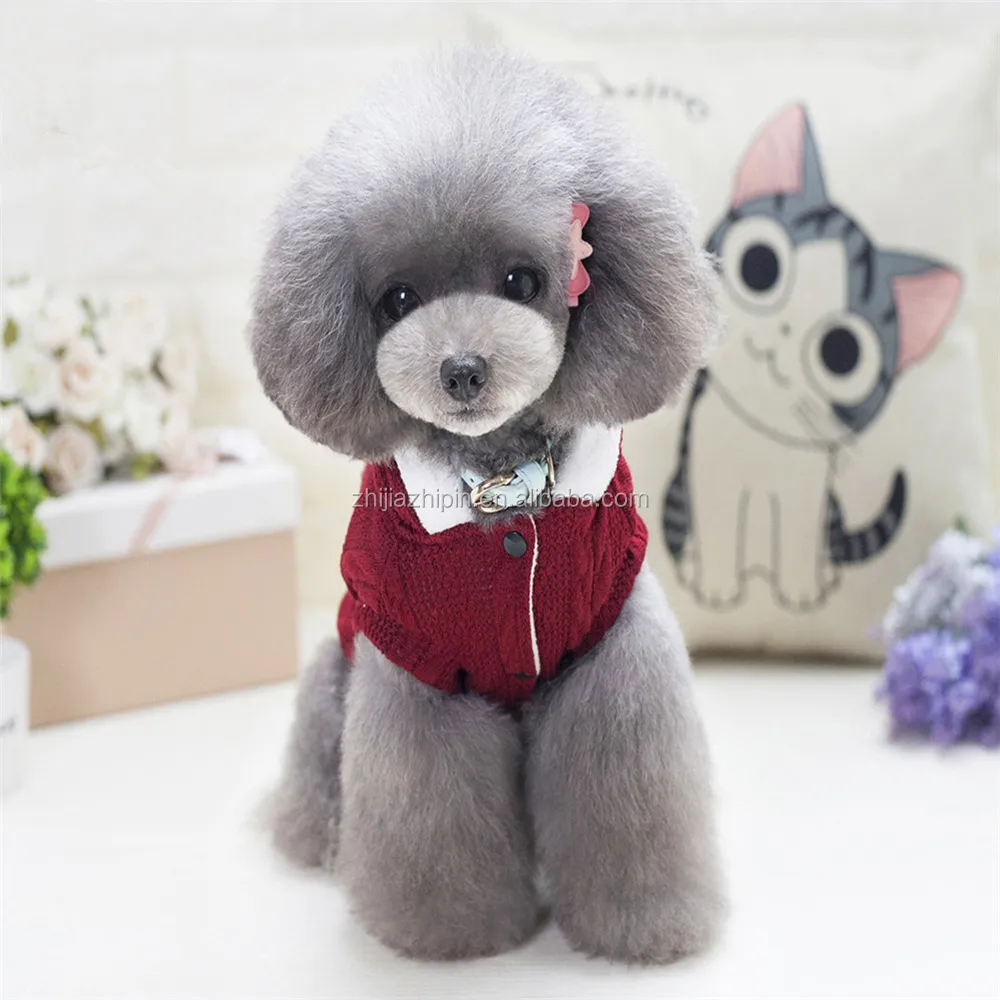 Pet Gift Winter Hand Knit Natural Fur Thick Pet Costume Sweater For Dog