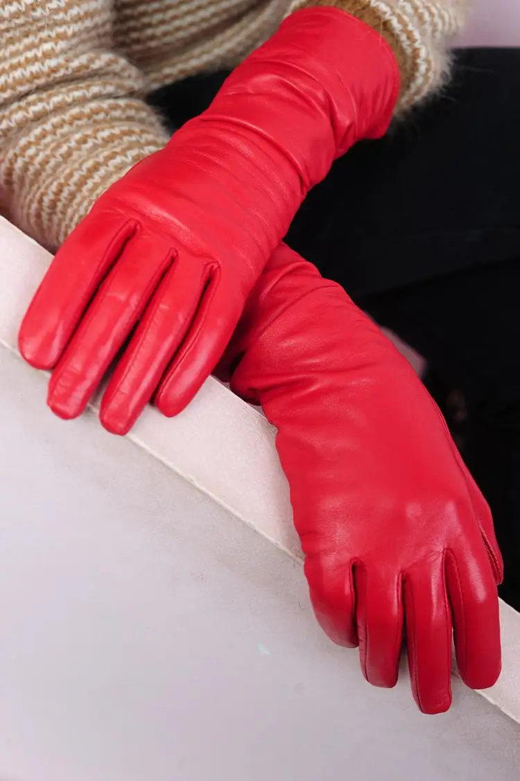 Ladies Fashion Red Long Leather Gloves Buy Red Long Leather Gloves 0573