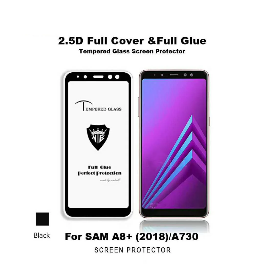 Tempered Glass Screen Protector for Samsung Galaxy A8 plus 2018 A730 / 9H 2.5D Full Cover & Full Glue film for sam A8 2018 A530