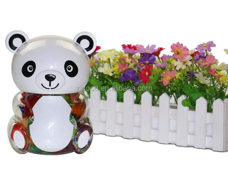 Bulk Snack Foods 16g 60pcs/jar Piggy Bank Panda Jar Mini Fruit Jelly