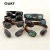 RB019 WKT New Coming Fashion Snake Leather Bangle Elegant Gemstone Oval Shape Rhinestone Pave Bangle