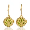 HER014 18K Gold Family Tree Locket Earrings with Sound Angel Caller Pearl Cage Hook Earrings Wholesale