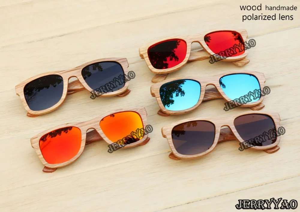 Wooden Bamboo Sunglasses With Case,Uv400 Polarized Lens Sunglasses