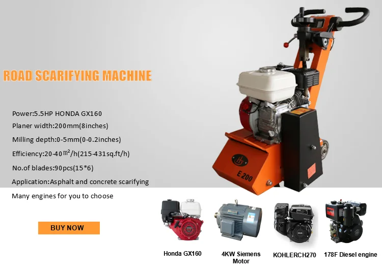 5.5hp honda powered concrete milling machine, asphalt concrete scarifying machine,road Scarifier(JHE-200)