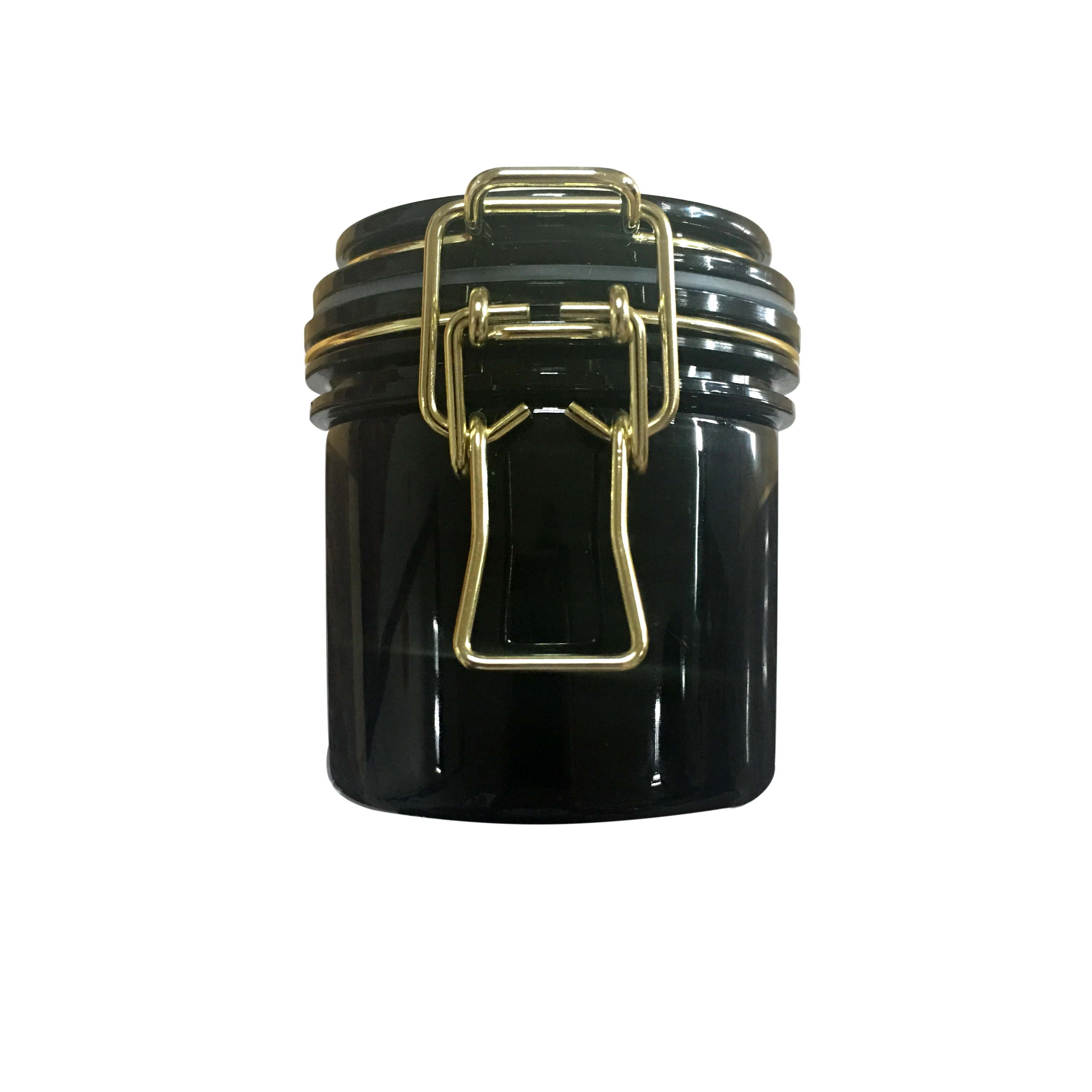 Black PET Plastic Food Mask Cosmetic Packing Canning Jar With gold metal wire