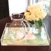 Clear plexiglass serving tray acrylic drink glass tray holder with insert paper slot