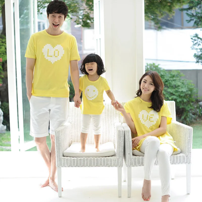South Korean children summer style 2016 family wear couples clothes Short sleeve T shirts family matching