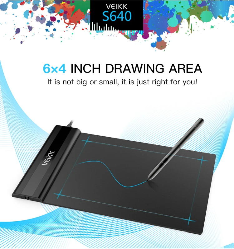  Drawing Tablet,VEIKK S640 Digital Graphics Tablet, 6x4