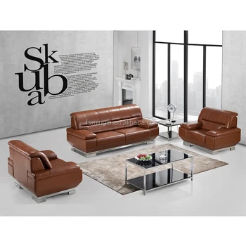 Stainless Steel Base Luxury Couches High End Tan Leather Office Sofa Stainless Steel Base Luxury Couches High End Tan Leather Office Sofa H5003