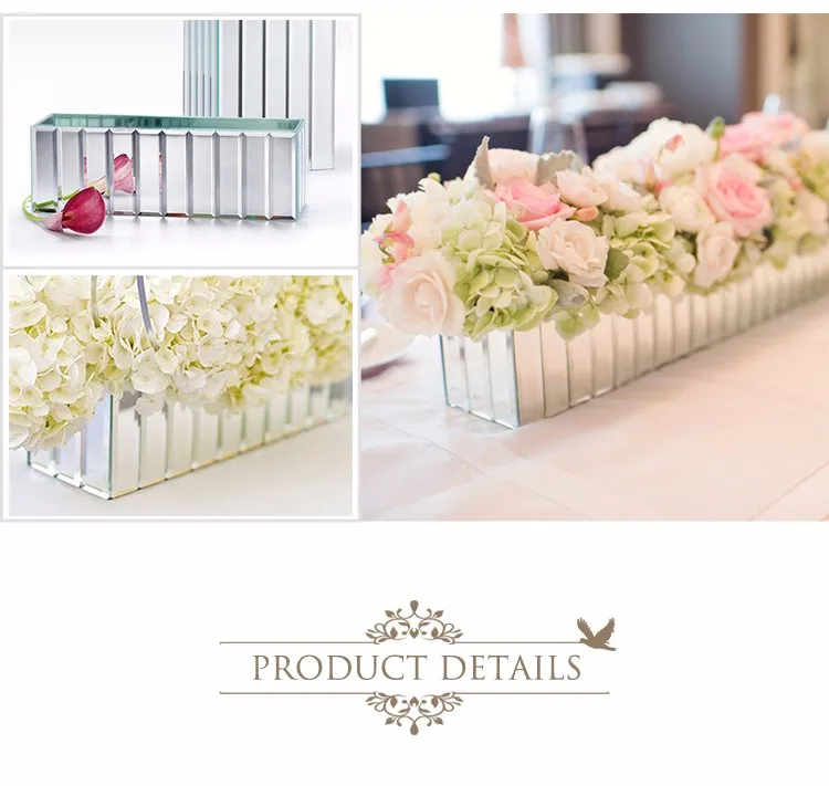 Wholesale Wedding Centerpieces Long Rectangular Mirror Glass Vase