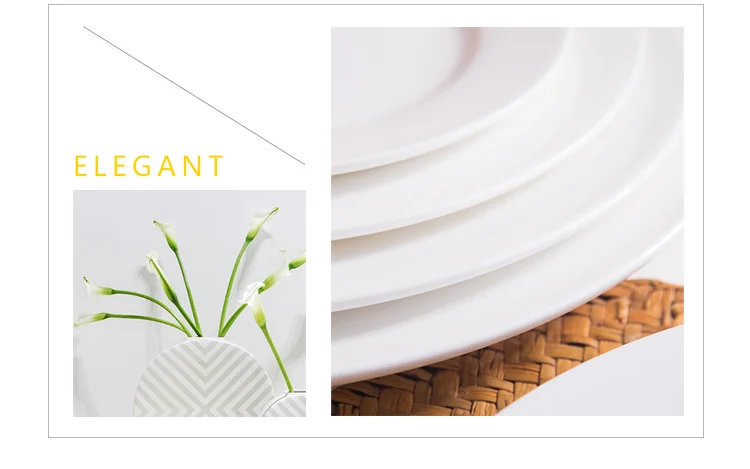 Guangzhou tableware dinner plate classic ceramic white restaurant plates dinnerware