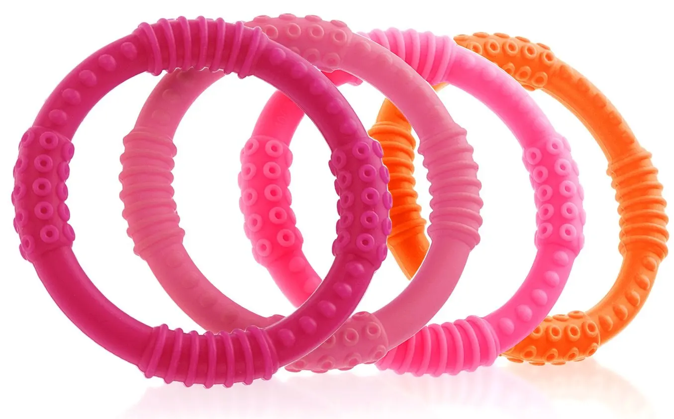 colorful teething rings