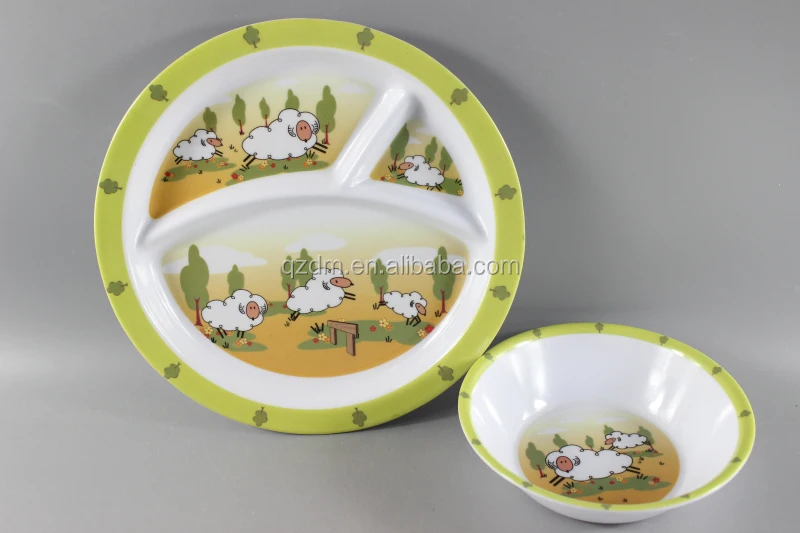 Infantil Melamine Divide Plate and Bowl Foodgrade