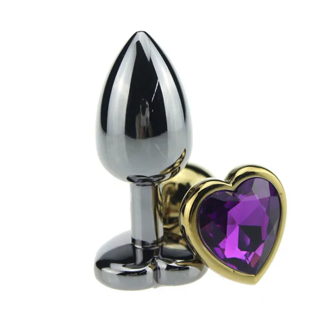 New Heart Shape Crystal Jewel Metal Backyard Plug Anal Sex Toys for Women Erotic Toys