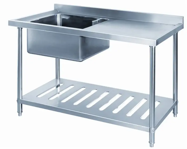 De acero inoxidable fregadero de la cocina de lavado de mesa con ... De acero inoxidable fregadero de la cocina de lavado de mesa con ...