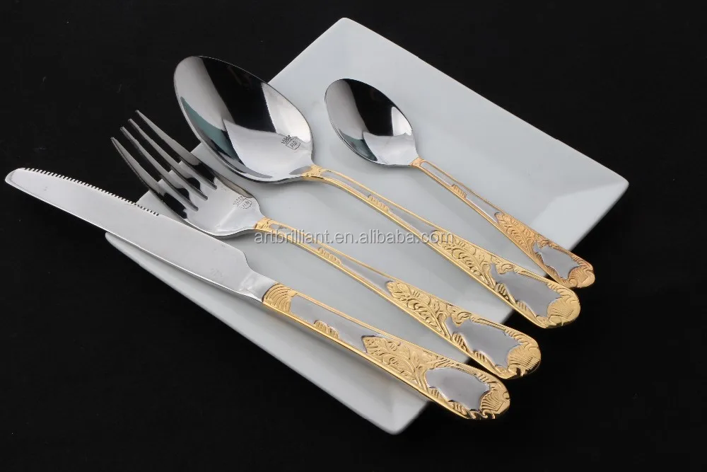 Stainless Steel Cutlery With Gold Greek Design With Various Styles