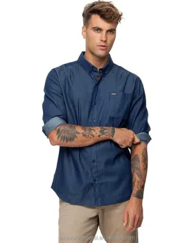 mens blue denim shirt
