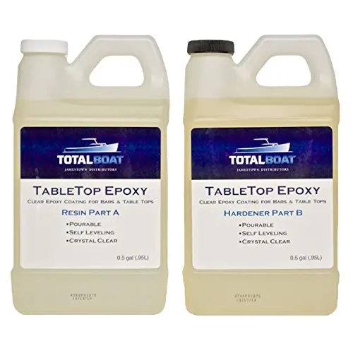 TotalBoat Table Top Epoxy Resin 2 Quart Kit | Crystal Clear Coating for Bars, Countertops & Tables