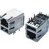 Shield electronic rj45 socket components with usb double stack connector