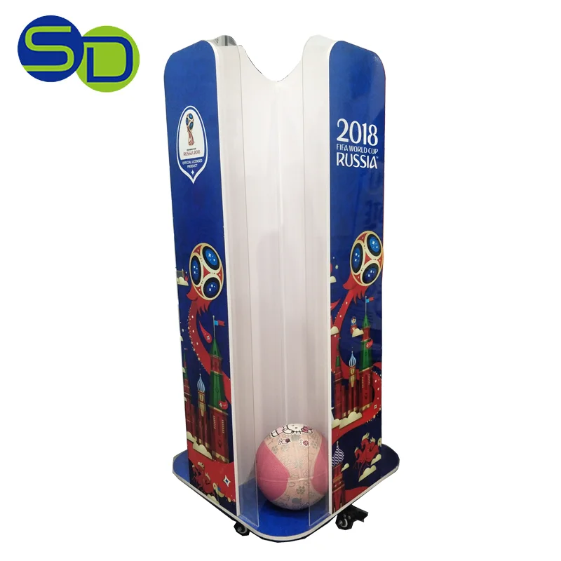 Movable Rotating World Cup 4 Sided Football Floor Display Stand Sports