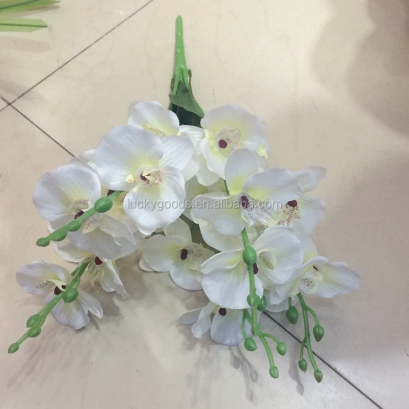 Fashion Cream White Artificial Silk Orchid In Bush Buy Artificial Silk Orchid,Silk Blue