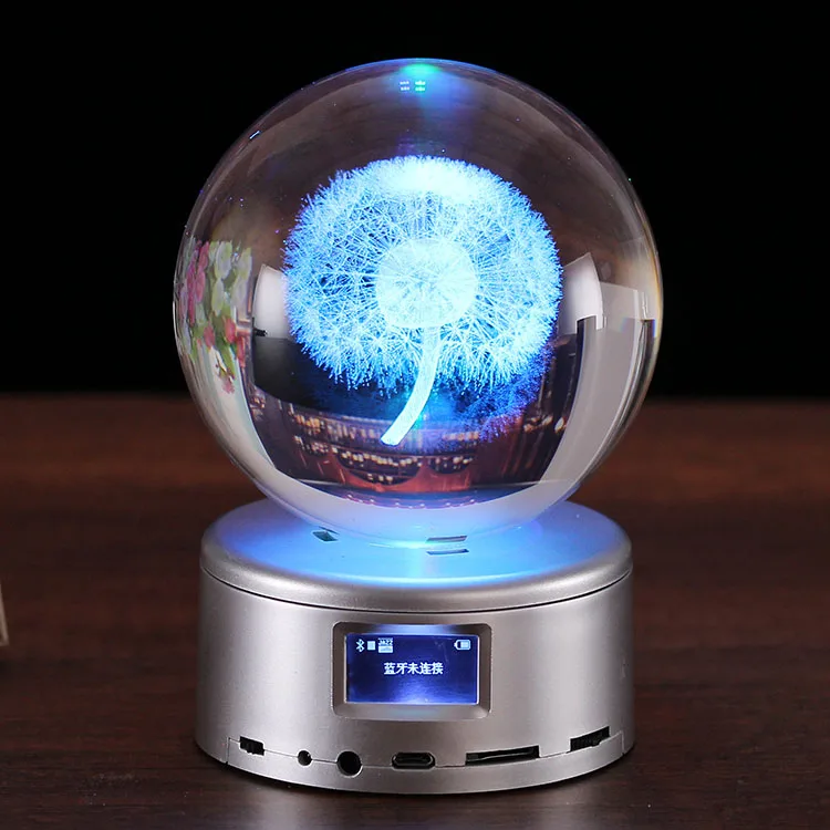 2022 New Design Customization Christmas Decoration gift rotating light base led crystal ball music box ..