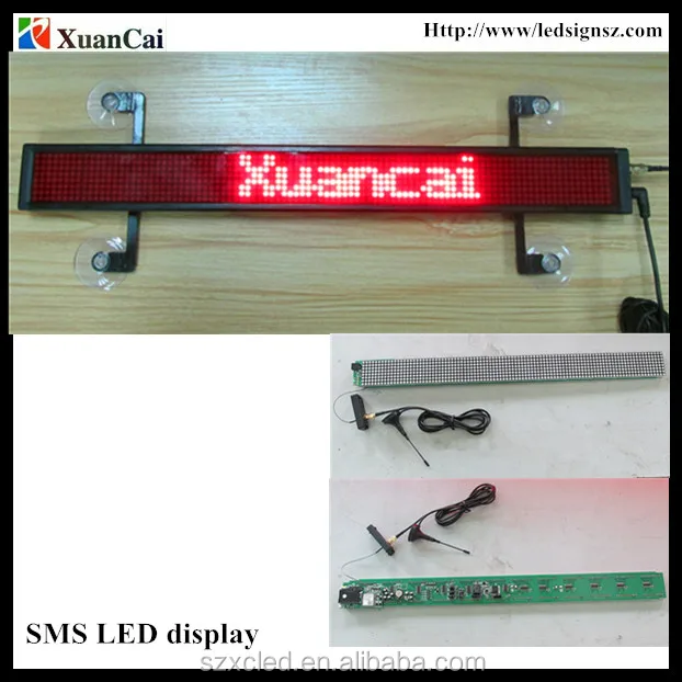SMS communication 12V car sign/Shop advertising P4.75-8X96 red LED message display board
