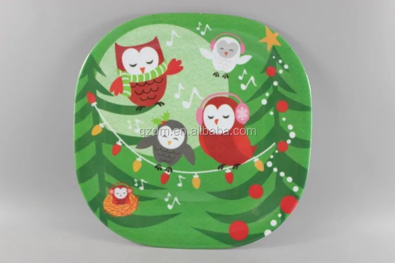 Square Melamine dinner plate ,Christmas Dishes , X'mas Food Plate