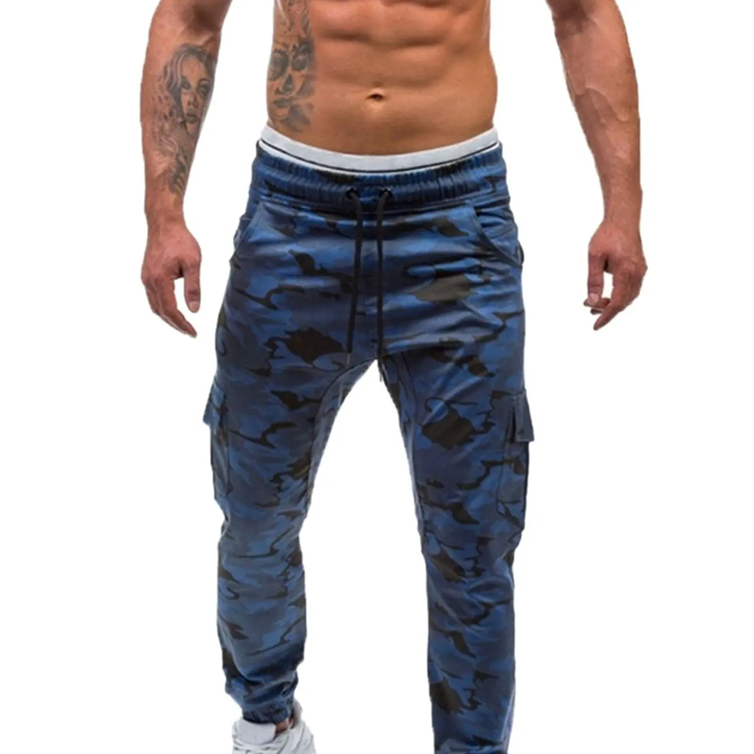 mens black camo joggers